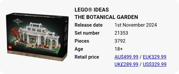 21353 LEGO® Ideas The Botanical Garden November 2024 - W