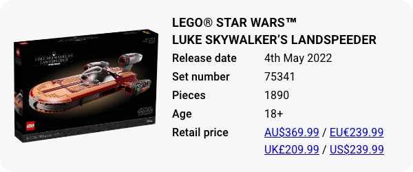 75341 LEGO Star Wars Luke Skywalkers Landspeeder Retiring LEGO Sets 2024 Brick Banter