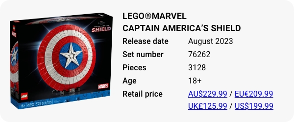 76262 LEGO®Marvel Captain America’s shield Retiring LEGO Sets 2024 Brick Banter