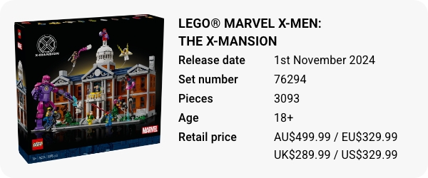 LEGO Marvel X-Men Mansion 76294 November 2024