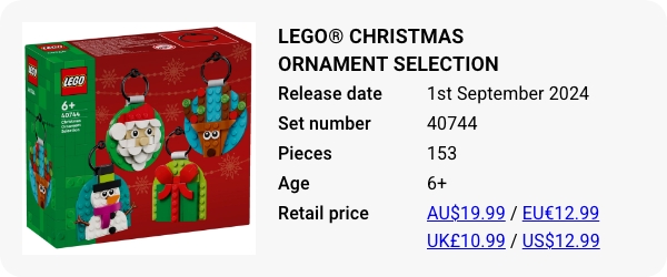 LEGO® Christmas Ornament Selection 40744 September 2024