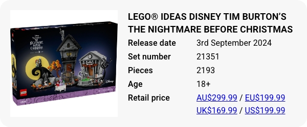 LEGO® Ideas Disney Tim Burton’s The Nightmare Before Christmas 21351 September 2024