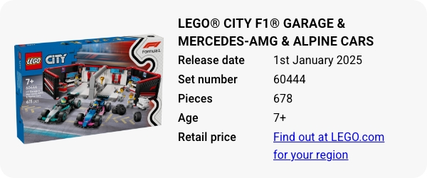 LEGO® City F1® Garage & Mercedes-AMG & Alpine Cars 60444 January 2025 - W