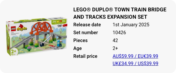 LEGO® DUPLO® Town Train Bridge and Tracks Expansion Set 10426 January 2025 - W