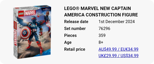 LEGO® Marvel New Captain America Construction Figure 76296 December 2024 W