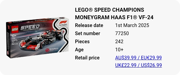 LEGO® Speed Champions MoneyGram Haas F1® Team VF-24 Race Car 77250 March 2025 - W