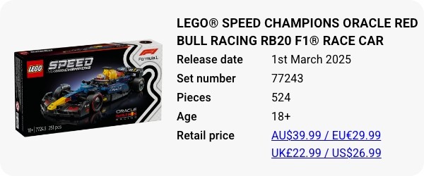 LEGO® Speed Champions Oracle Red Bull Racing RB20 F1® Race Car 77243 March 2025 - W