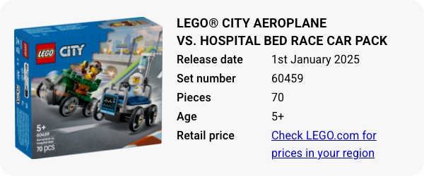 LEGO® City Aeroplane vs. Hospital Bed Race Car Pack 60459 January 2025 - W