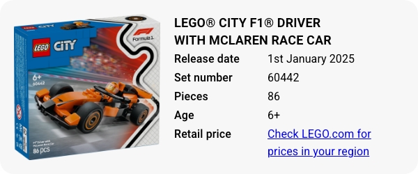 LEGO® City F1® Driver with McLaren Race Car 60442 January 2025 - W