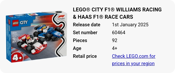 LEGO® City F1® Williams Racing & Haas F1® Race Cars 60464 January 2025 - W