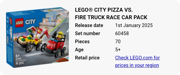 LEGO® City Pizza vs. Fire Truck Race Car Pack 60458 January 2025 - W