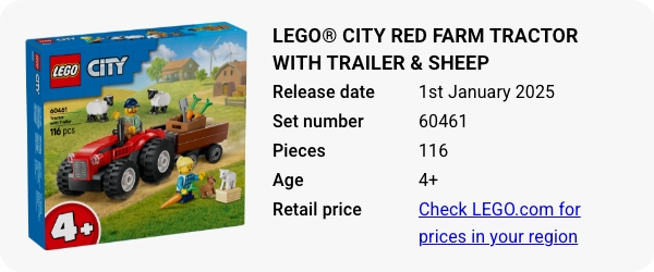 LEGO® City Red Farm Tractor with Trailer & Sheep 60461 January 2025 - W