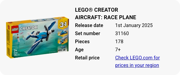 LEGO® Creator Aircraft- Race Plane 31160 January 2025 - W