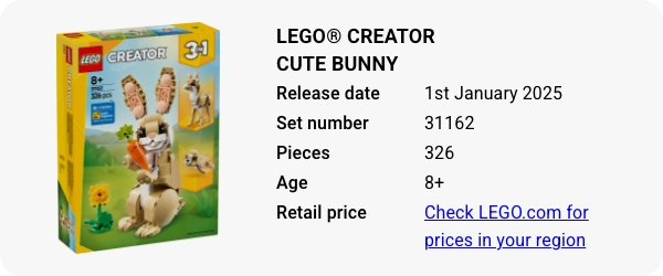 LEGO® Creator Cute Bunny 31162 January 2025 - W