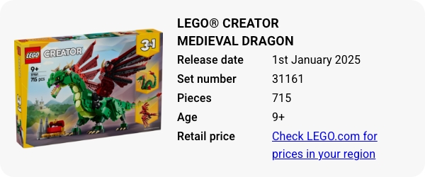 LEGO® Creator Medieval Dragon 31161 January 2025 - W