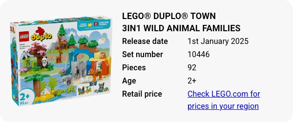 LEGO® DUPLO® Town 3in1 Wild Animal Families 10446 January 2025 - W