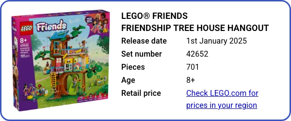 LEGO® Friends Friendship Tree House Hangout 42652 January 2025 - B