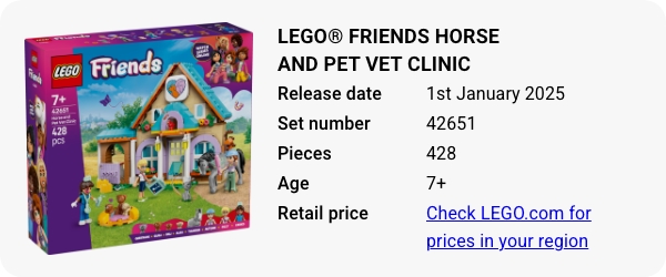 LEGO® Friends Horse and Pet Vet Clinic 42651 January 2025 - W