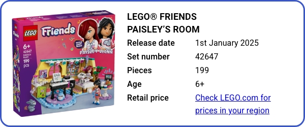 LEGO® Friends Paisley’s Room 42647 January 2025 - B