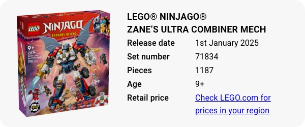 LEGO® NINJAGO® Zane’s Ultra Combiner Mech 71834 January 2025 - W