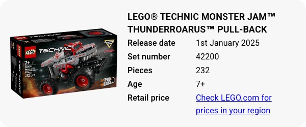 LEGO® Technic Monster Jam™ ThunderROARus™ Pull-Back 42200 January 2025 - W