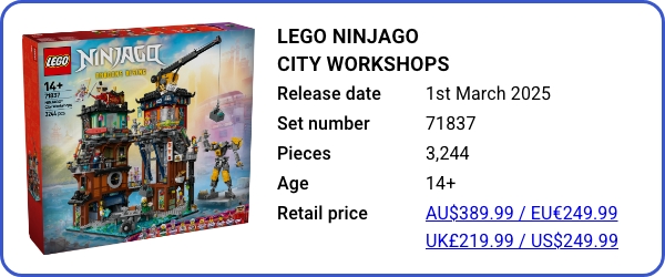 LEGO NINJAGO City workshops 71837 - March 2025