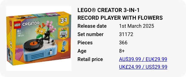 31172 LEGO® Creator 3-in-1 Record Player with Flowers - March 2025 - W