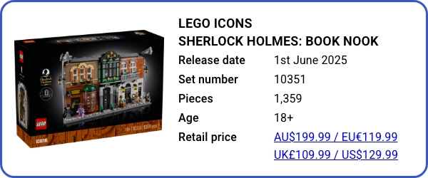 10351 LEGO Icons Sherlock Holmes- Book Nook June 2025 B
