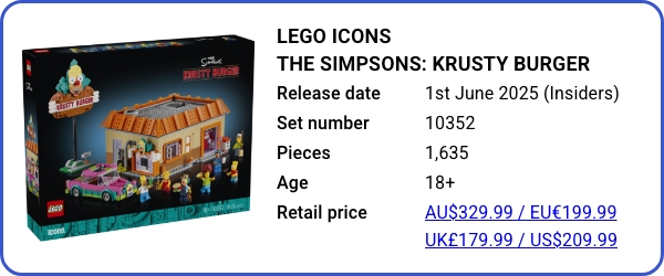 10352 LEGO Icons The Simpsons- Krusty Burger June 2025 B