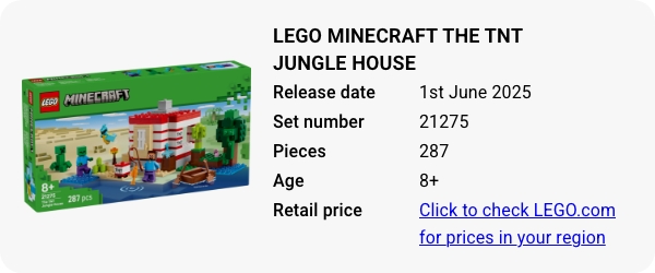 21275 LEGO Minecraft The TNT Jungle House June 2025
