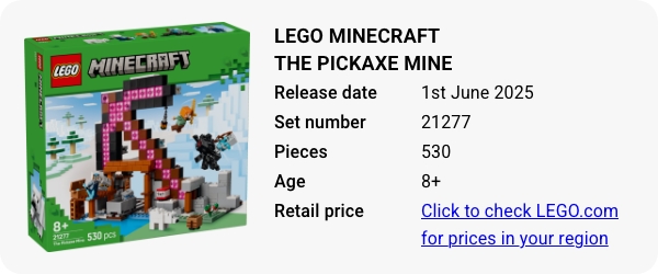 21277 LEGO Minecraft The Pickaxe Mine June 2025