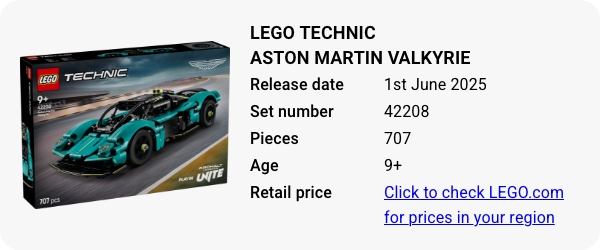 42208 LEGO Technic Aston Martin Valkyrie June 2025