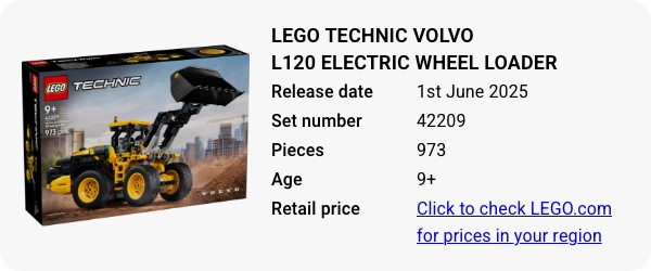 42209 LEGO Technic Volvo L120 Electric Wheel Loader June 2025