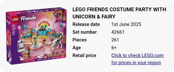 42661 LEGO Friends Costume Party with Unicorn & Fairy June 2025