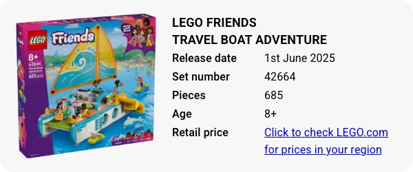 42664 LEGO Friends Travel Boat Adventure June 2025