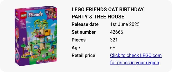 42666 LEGO Friends Cat Birthday Party & Tree House June 2025