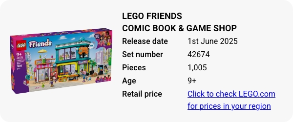 42674 LEGO Friends Comic Book & Game Shop June 2025