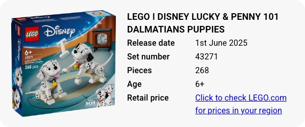 43271 LEGO ǀ Disney Lucky & Penny 101 Dalmatians Puppies June 2025