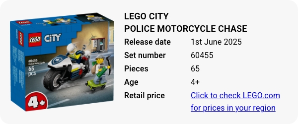 60455 LEGO City Police Motorcycle Chase June 2025