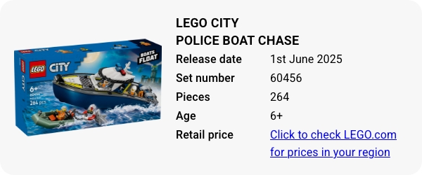 60456 LEGO City Police Boat Chase June 2025