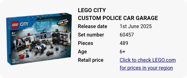 60457 LEGO City Custom Police Car Garage June 2025