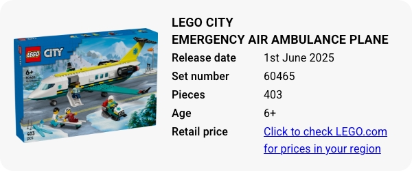 60465 LEGO City Emergency Air Ambulance Plane June 2025