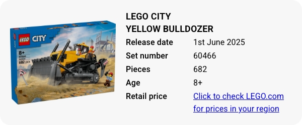60466 LEGO City Yellow Bulldozer June 2025