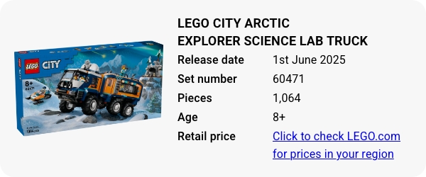 60471 LEGO City Arctic Explorer Science Lab Truck June 2025
