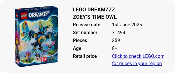 71494 LEGO DREAMZzz Zoey’s Time Owl June 2025