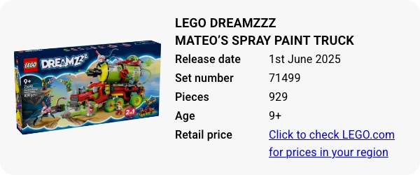 71499 LEGO DREAMZzz Mateo’s Spray Paint Truck June 2025