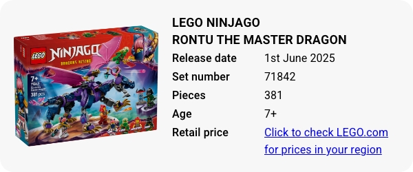 71842 LEGO NINJAGO Rontu the Master Dragon June 2025