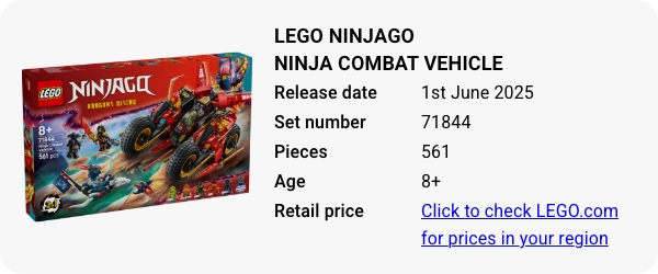 71844 LEGO NINJAGO Ninja Combat Vehicle June 2025