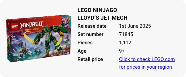 71845 LEGO NINJAGO Lloyd’s Jet Mech June 2025