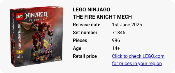 71846 LEGO NINJAGO The Fire Knight Mech June 2025